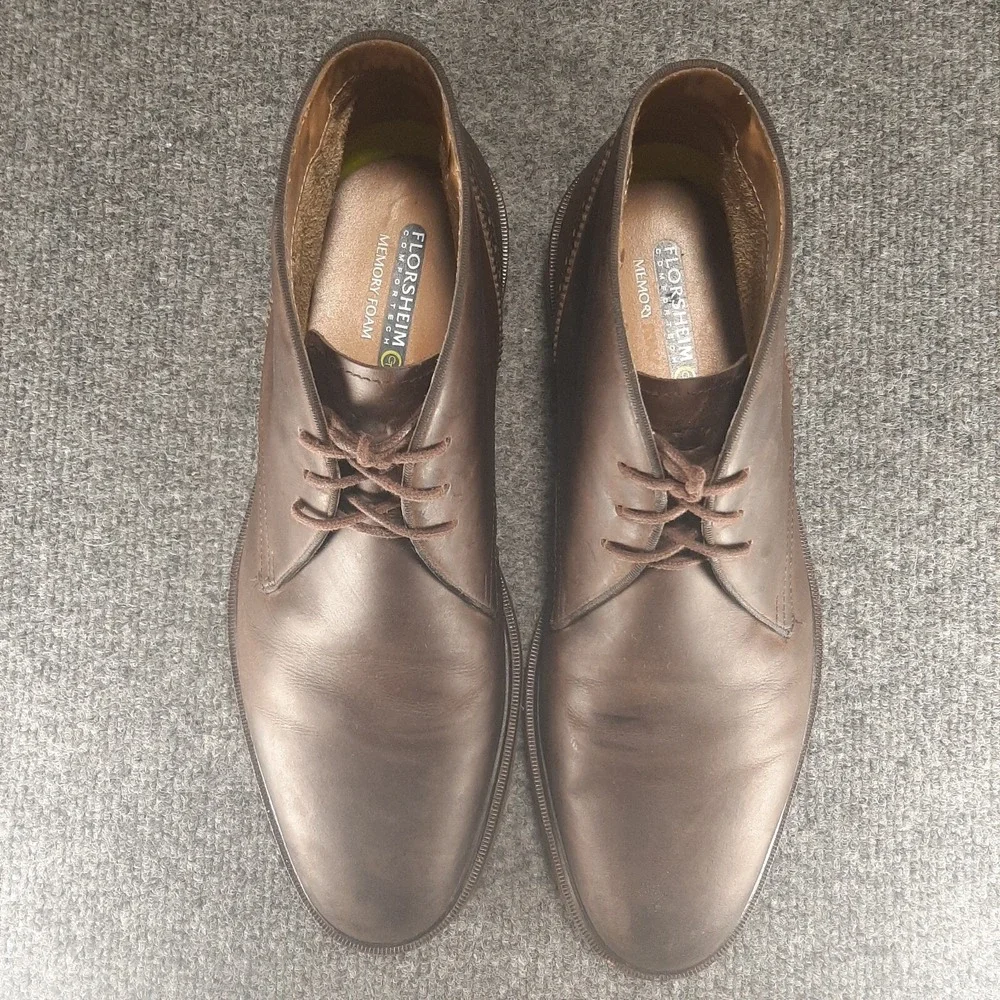 Florsheim Men's Chukka Ankle Boots Brown 100% Leather Tie Top 10-10.5 D READ